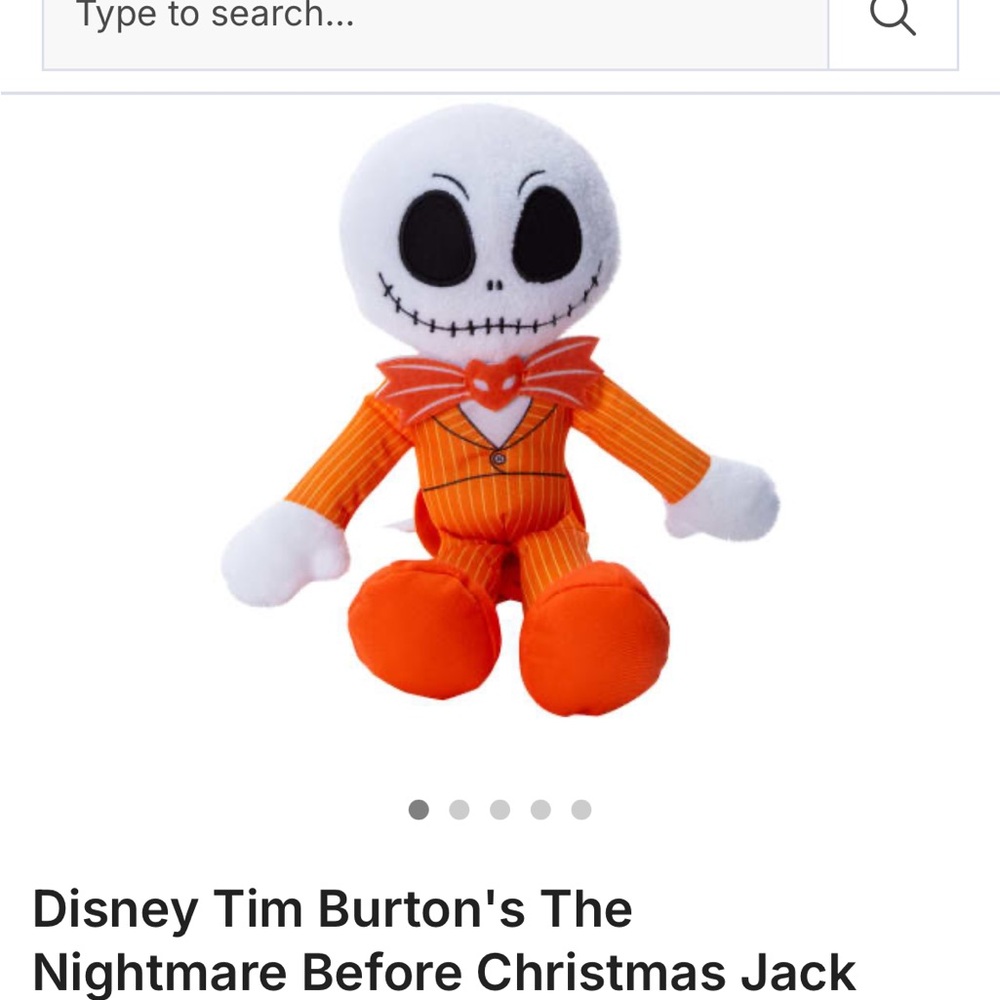 Jack Skellington 7 1/2 inch stuffed doll.